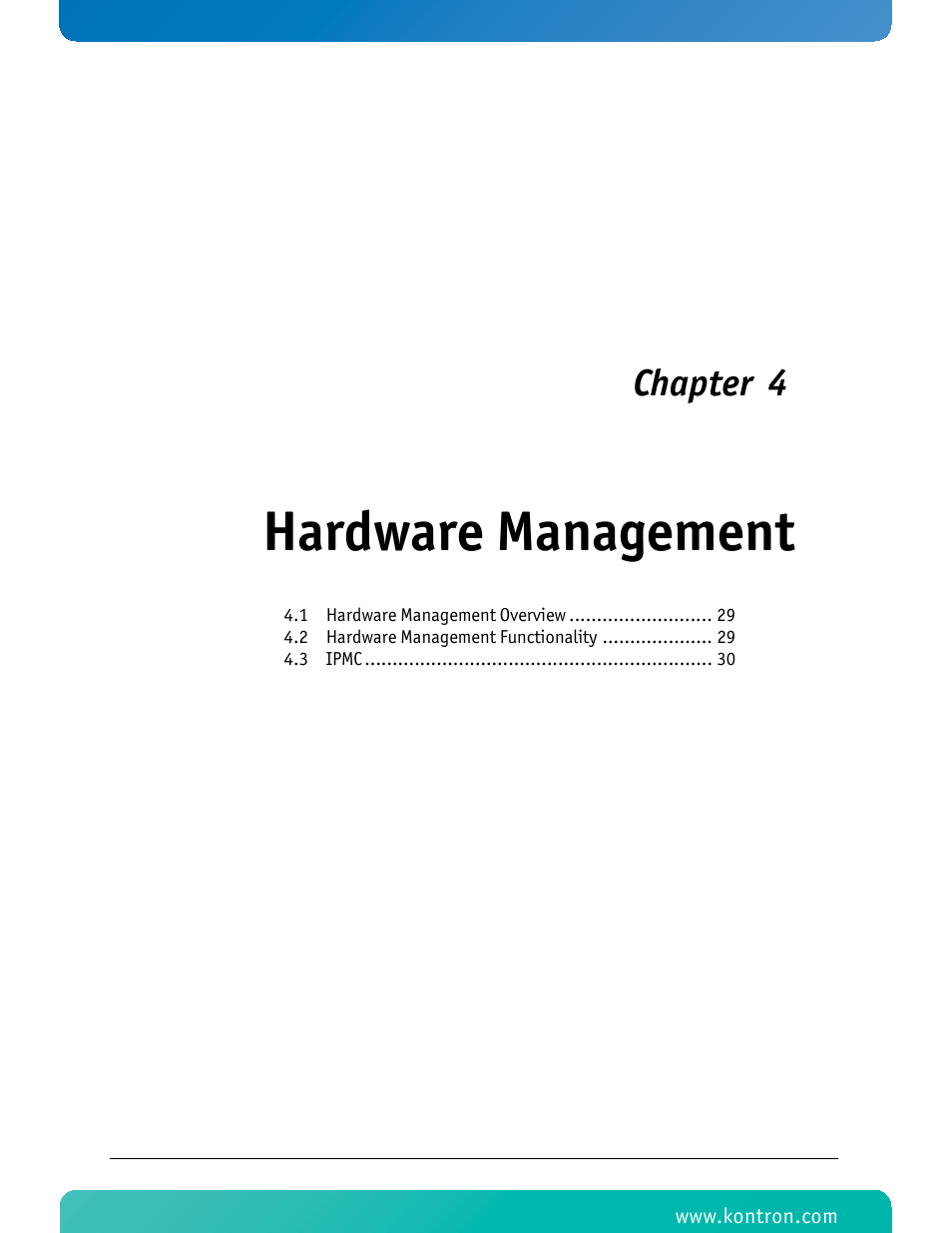 Hardware management, Chapter 4 | Kontron AT8940 User Manual | Page 43 / 84