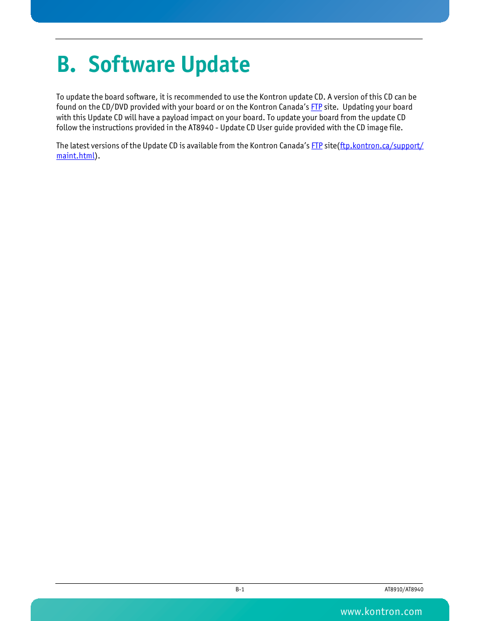 B. software update | Kontron AT8940 User Manual | Page 78 / 84