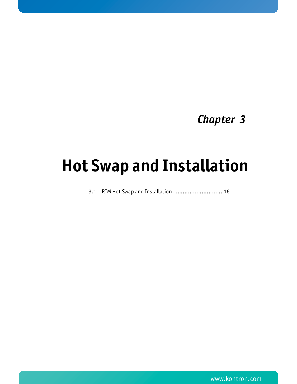 Hot swap and installation, Chapter 3 | Kontron RTM8940 User Manual | Page 28 / 36