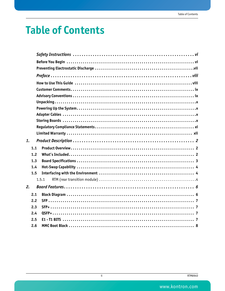 Kontron RTM8940 User Manual | Page 3 / 36