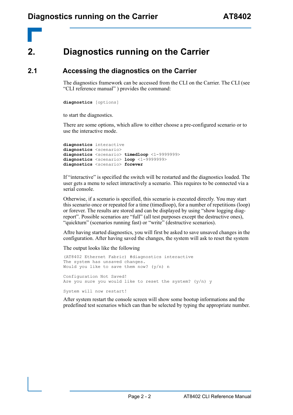 Diagnostics running on the carrier, 1 accessing the diagnostics on the carrier, Diagnostics running on the carrier - 2 | Accessing the diagnostics on the carrier - 2, Diagnostics running on the carrier at8402 | Kontron AT8402 Diagnostics Manual User Manual | Page 10 / 39