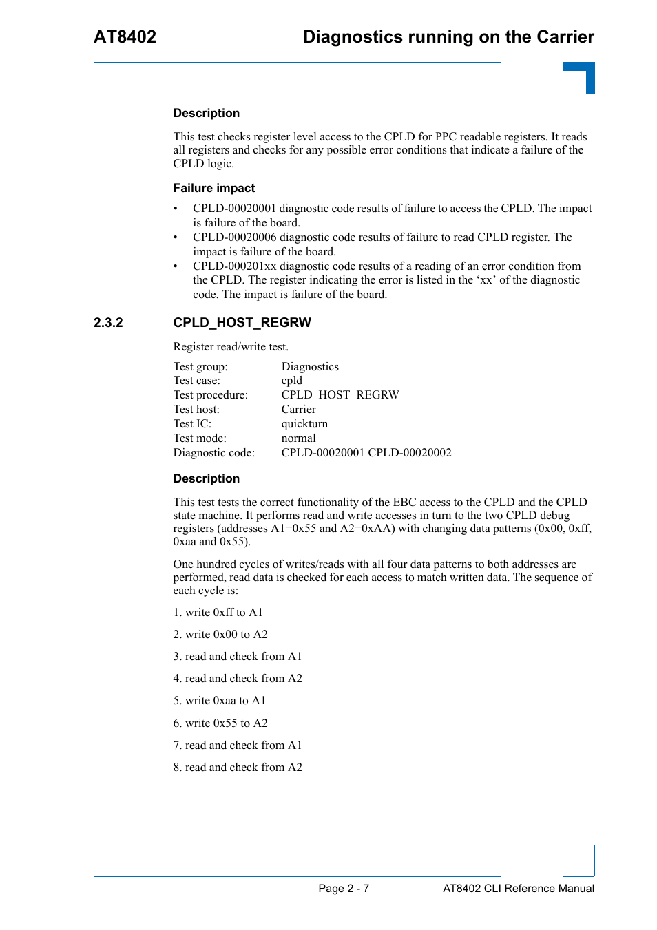 2 cpld_host_regrw, Cpld_host_regrw - 7, At8402 diagnostics running on the carrier | Kontron AT8402 Diagnostics Manual User Manual | Page 15 / 39