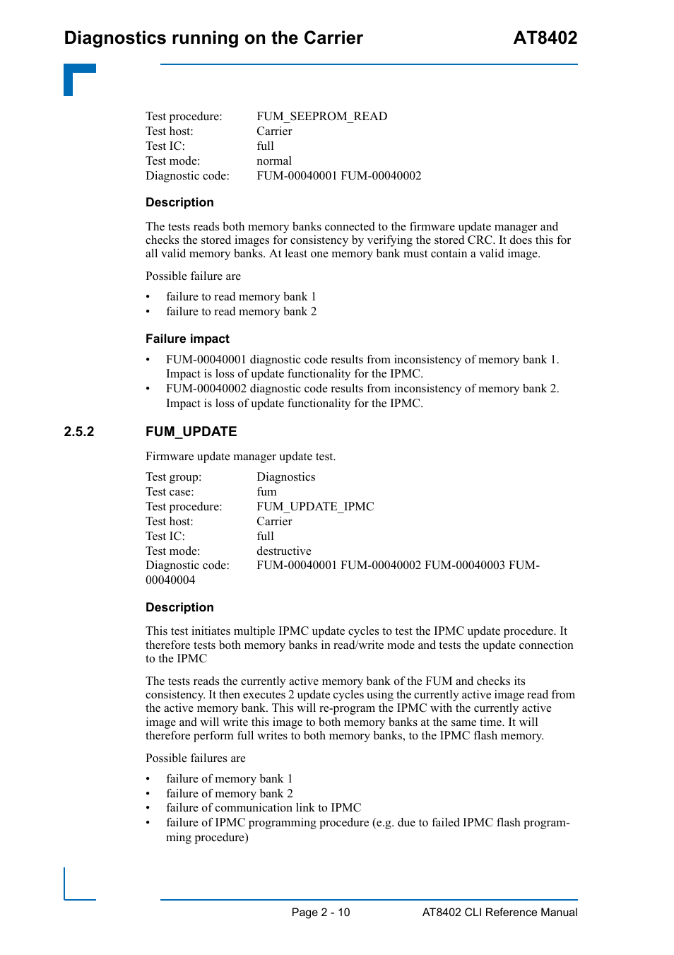 2 fum_update, Fum_update - 10, Diagnostics running on the carrier at8402 | Kontron AT8402 Diagnostics Manual User Manual | Page 18 / 39