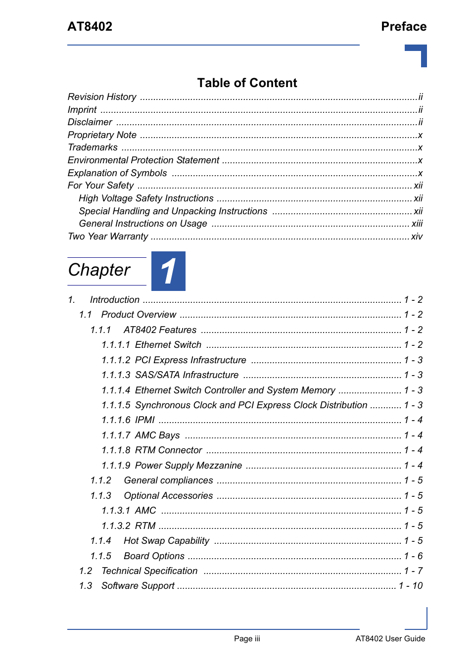 Chapter | Kontron AT8402 User Manual User Manual | Page 3 / 89