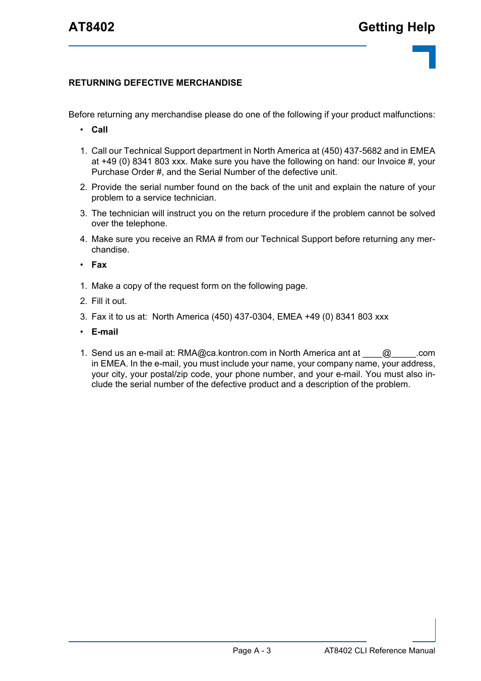 At8402 getting help | Kontron AT8402 CLI User Manual | Page 233 / 253