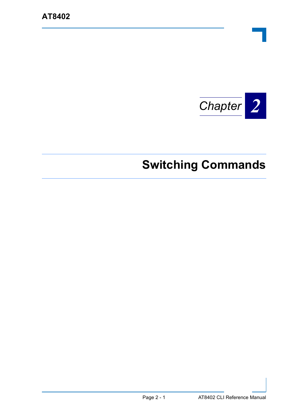 Switching commands chapter | Kontron AT8402 CLI User Manual | Page 33 / 253