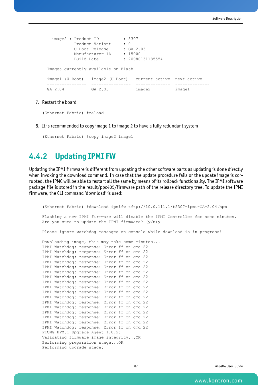 2 updating ipmi fw | Kontron AT8404 User Manual | Page 100 / 132