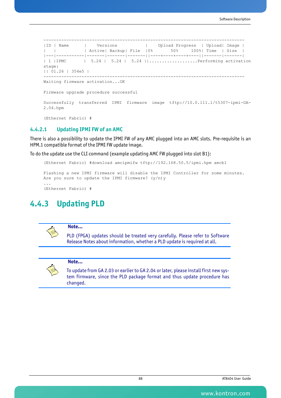 3 updating pld | Kontron AT8404 User Manual | Page 101 / 132