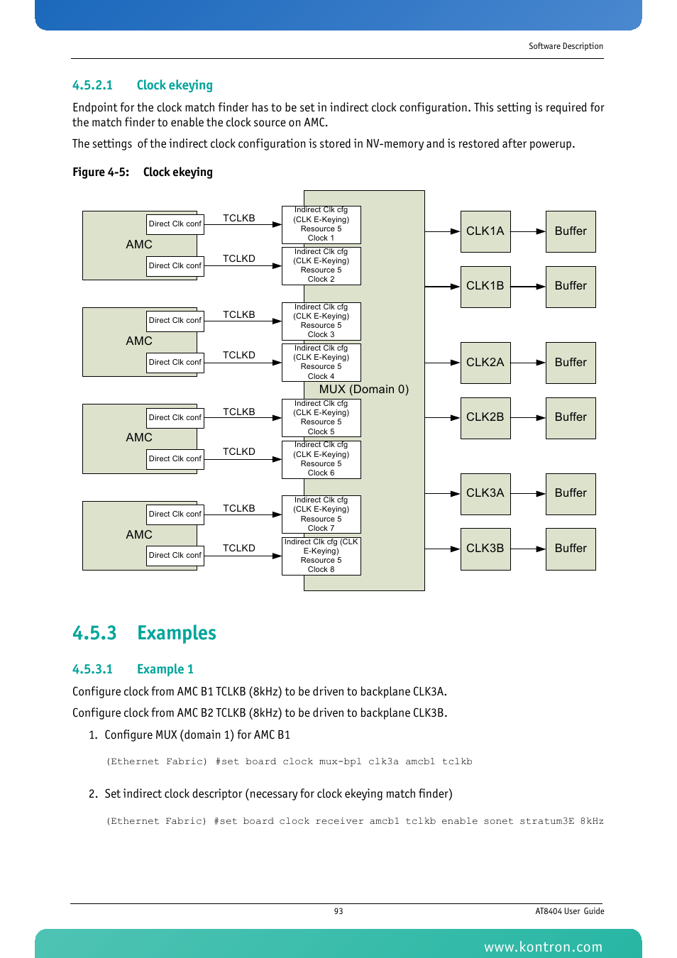 3 examples, Figure 4-5: clock ekeying, 1 clock ekeying | 1 example 1 | Kontron AT8404 User Manual | Page 106 / 132