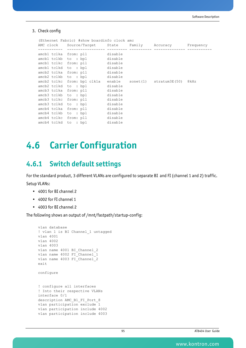 6 carrier configuration, 1 switch default settings | Kontron AT8404 User Manual | Page 108 / 132