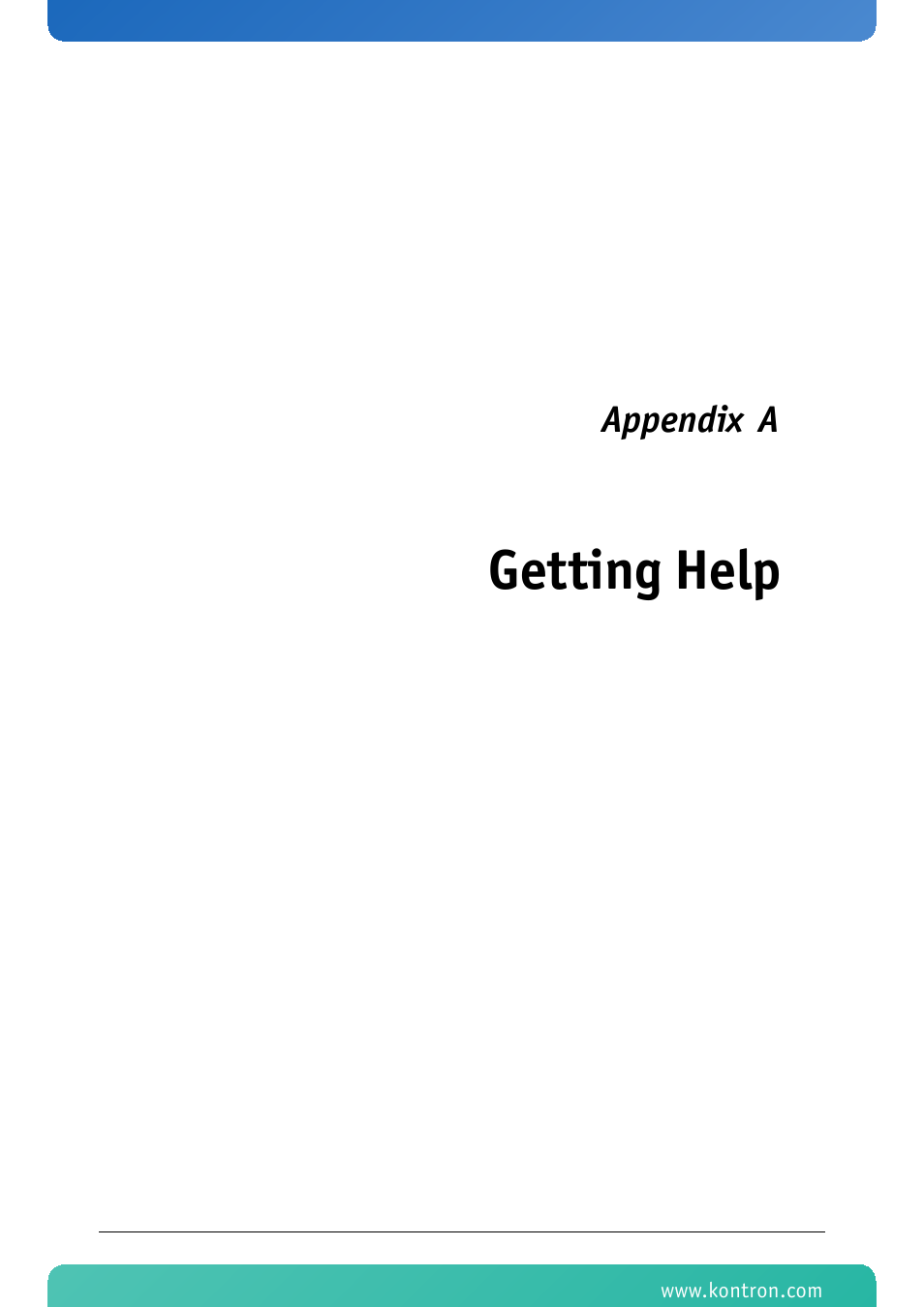 Getting help, Appendix a | Kontron AT8404 User Manual | Page 124 / 132