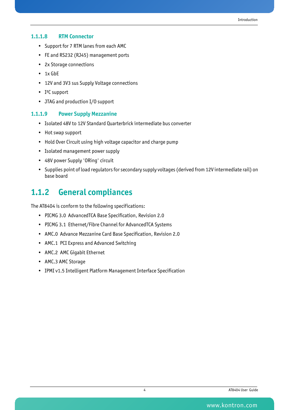 2 general compliances | Kontron AT8404 User Manual | Page 17 / 132