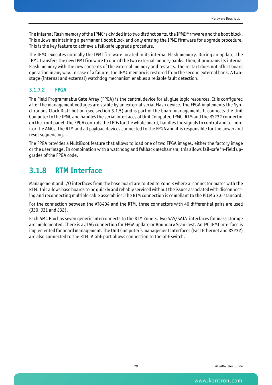 8 rtm interface | Kontron AT8404 User Manual | Page 42 / 132