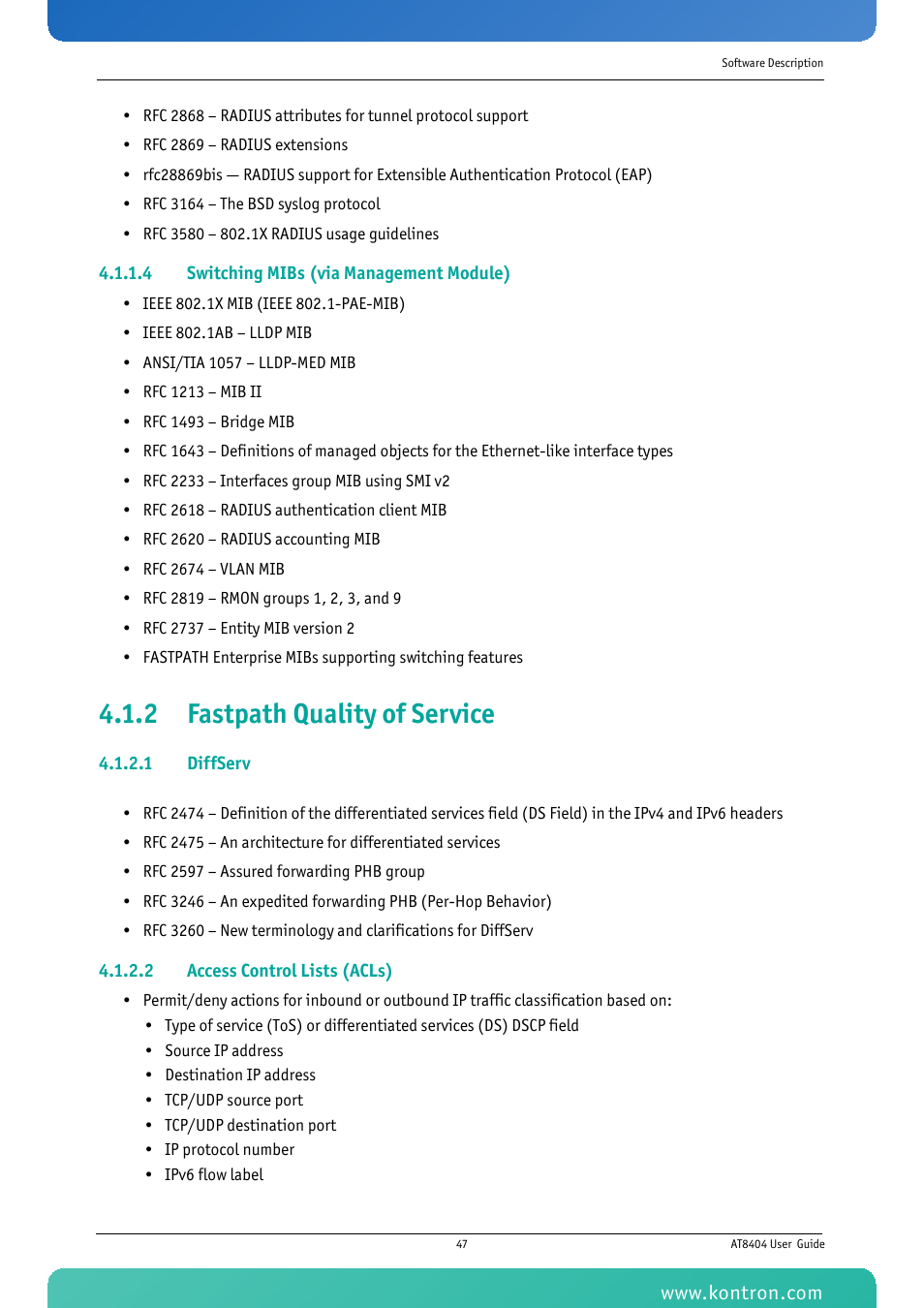 2 fastpath quality of service | Kontron AT8404 User Manual | Page 60 / 132