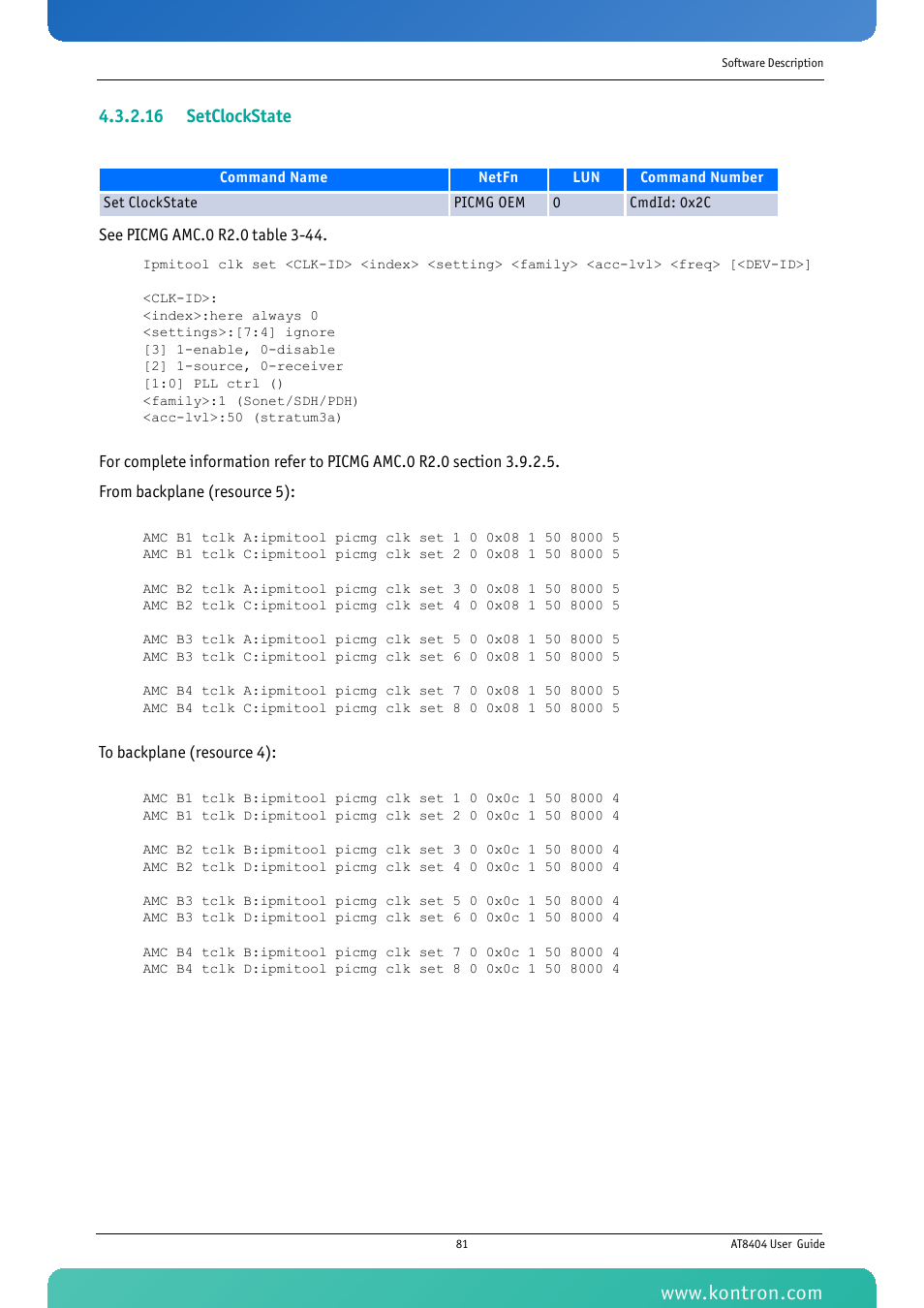 16 setclockstate | Kontron AT8404 User Manual | Page 94 / 132