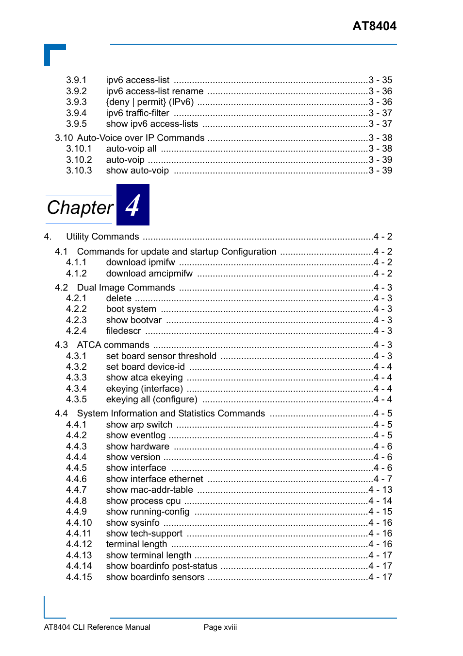 Chapter, At8404 | Kontron AT8404 CLI User Manual | Page 18 / 373