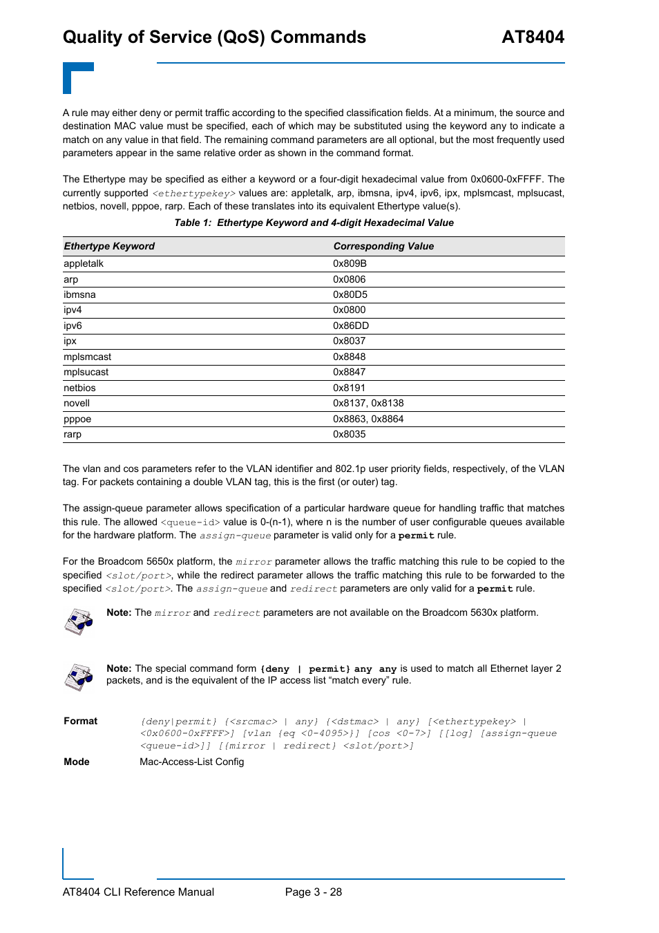Quality of service (qos) commands at8404 | Kontron AT8404 CLI User Manual | Page 202 / 373