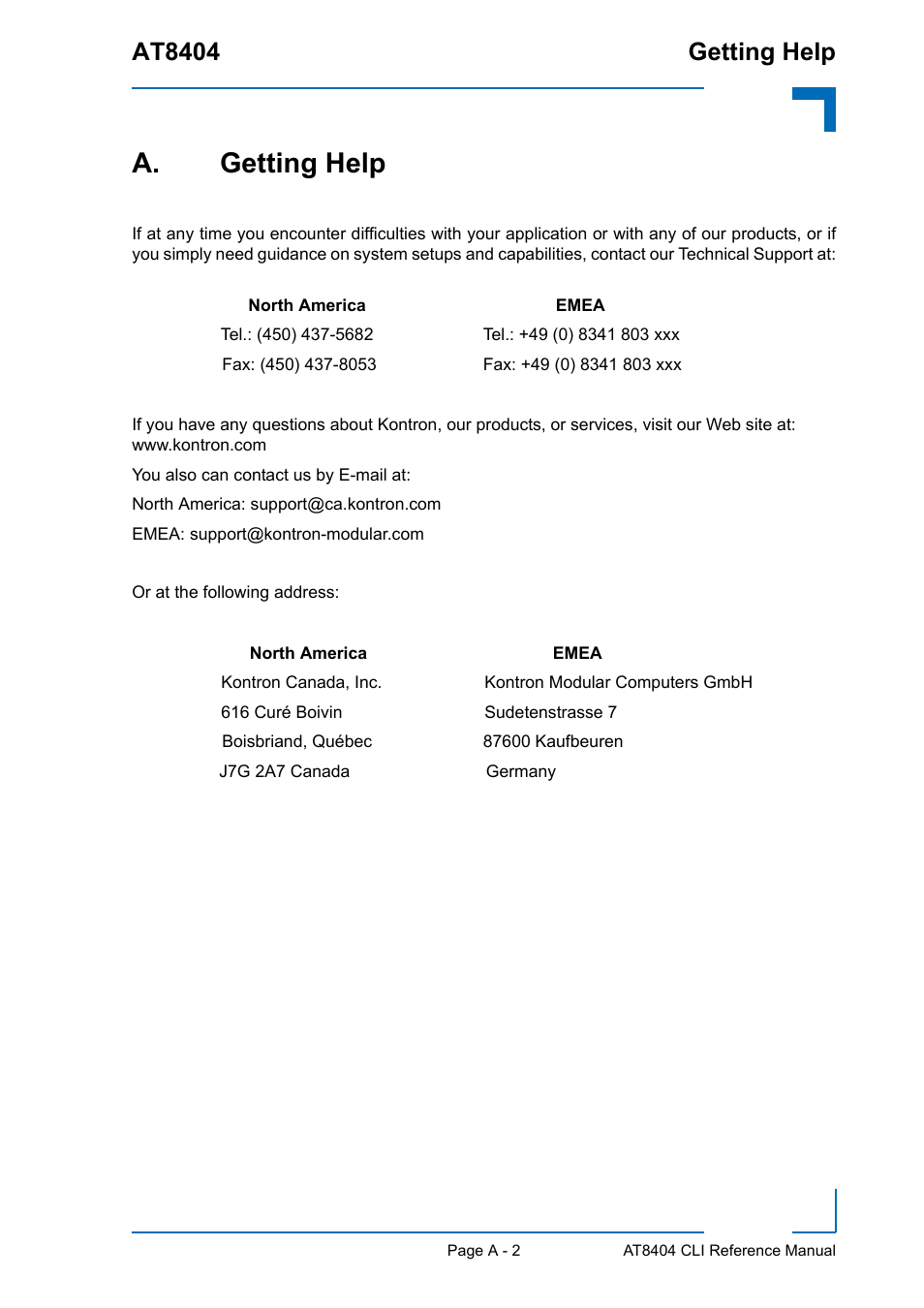 A. getting help, At8404 getting help | Kontron AT8404 CLI User Manual | Page 330 / 373