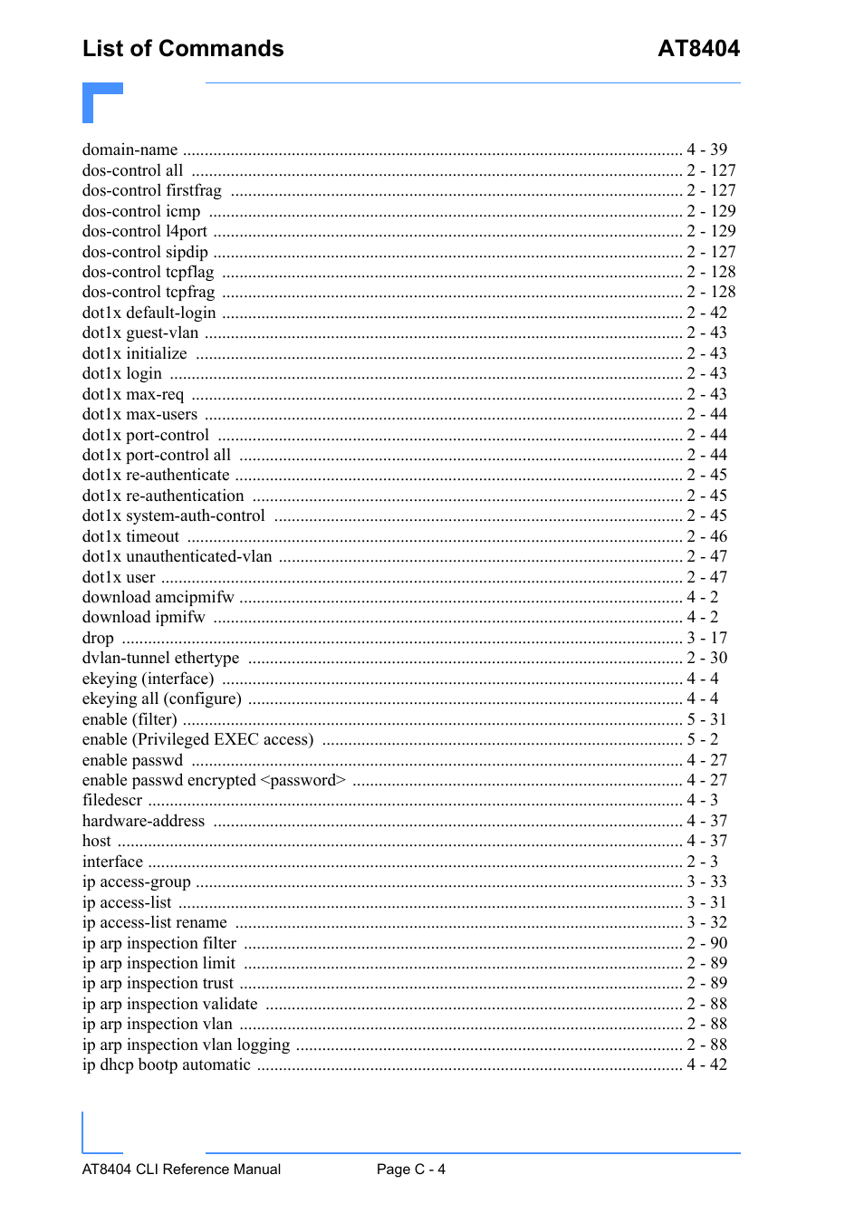 List of commands at8404 | Kontron AT8404 CLI User Manual | Page 353 / 373