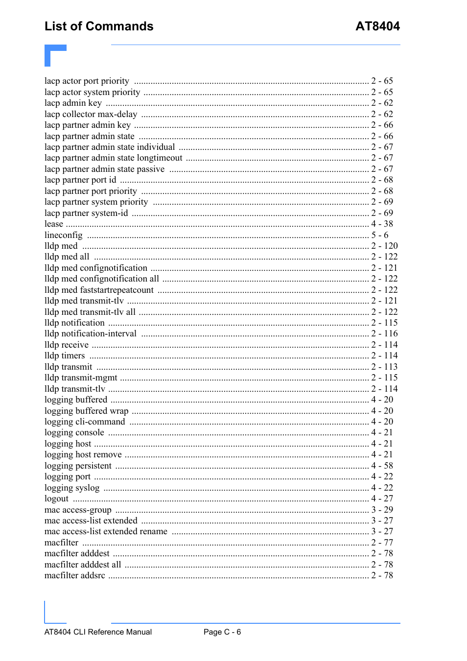 List of commands at8404 | Kontron AT8404 CLI User Manual | Page 355 / 373