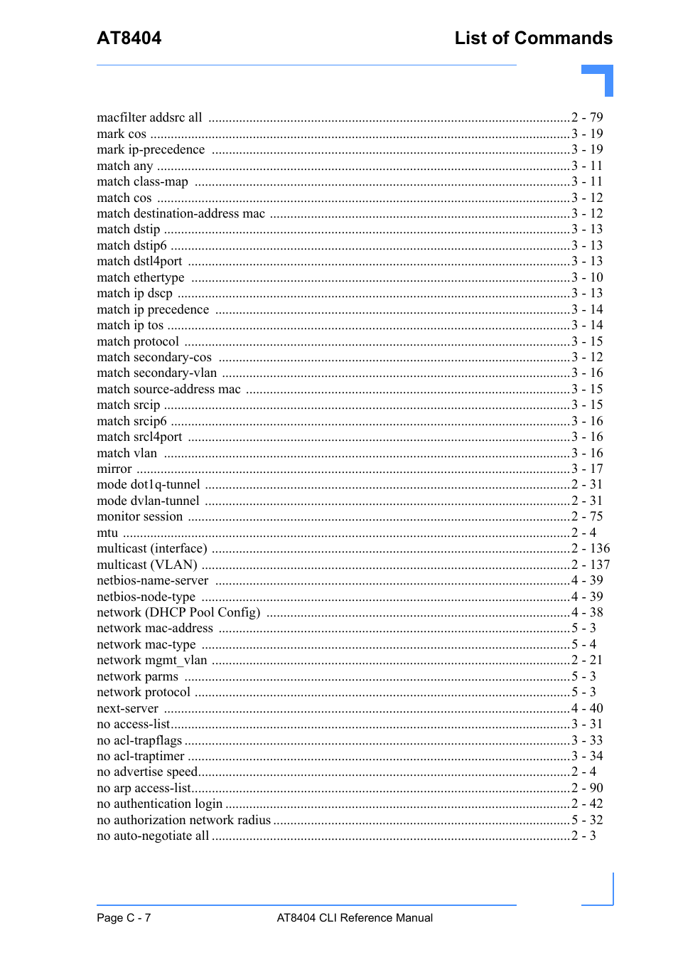 At8404 list of commands | Kontron AT8404 CLI User Manual | Page 356 / 373