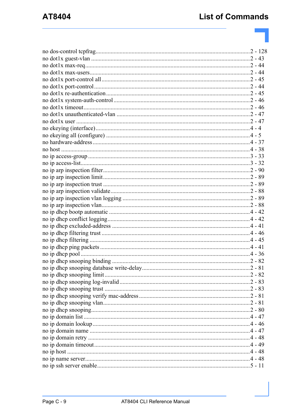 At8404 list of commands | Kontron AT8404 CLI User Manual | Page 358 / 373