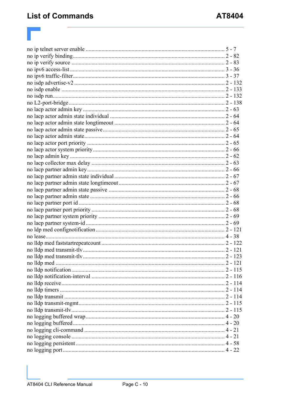 List of commands at8404 | Kontron AT8404 CLI User Manual | Page 359 / 373