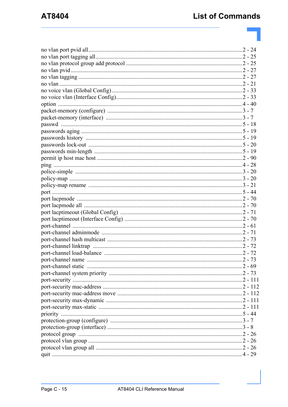 At8404 list of commands | Kontron AT8404 CLI User Manual | Page 364 / 373