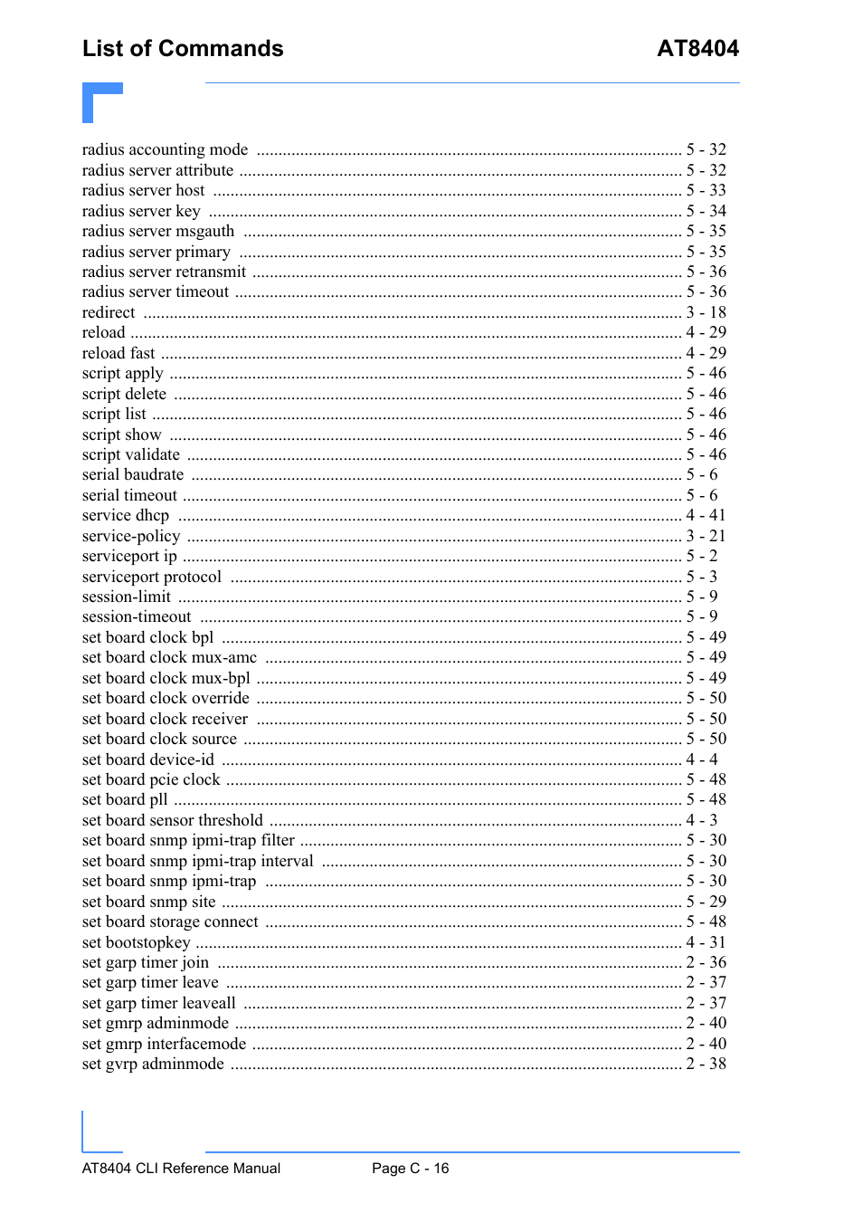 List of commands at8404 | Kontron AT8404 CLI User Manual | Page 365 / 373