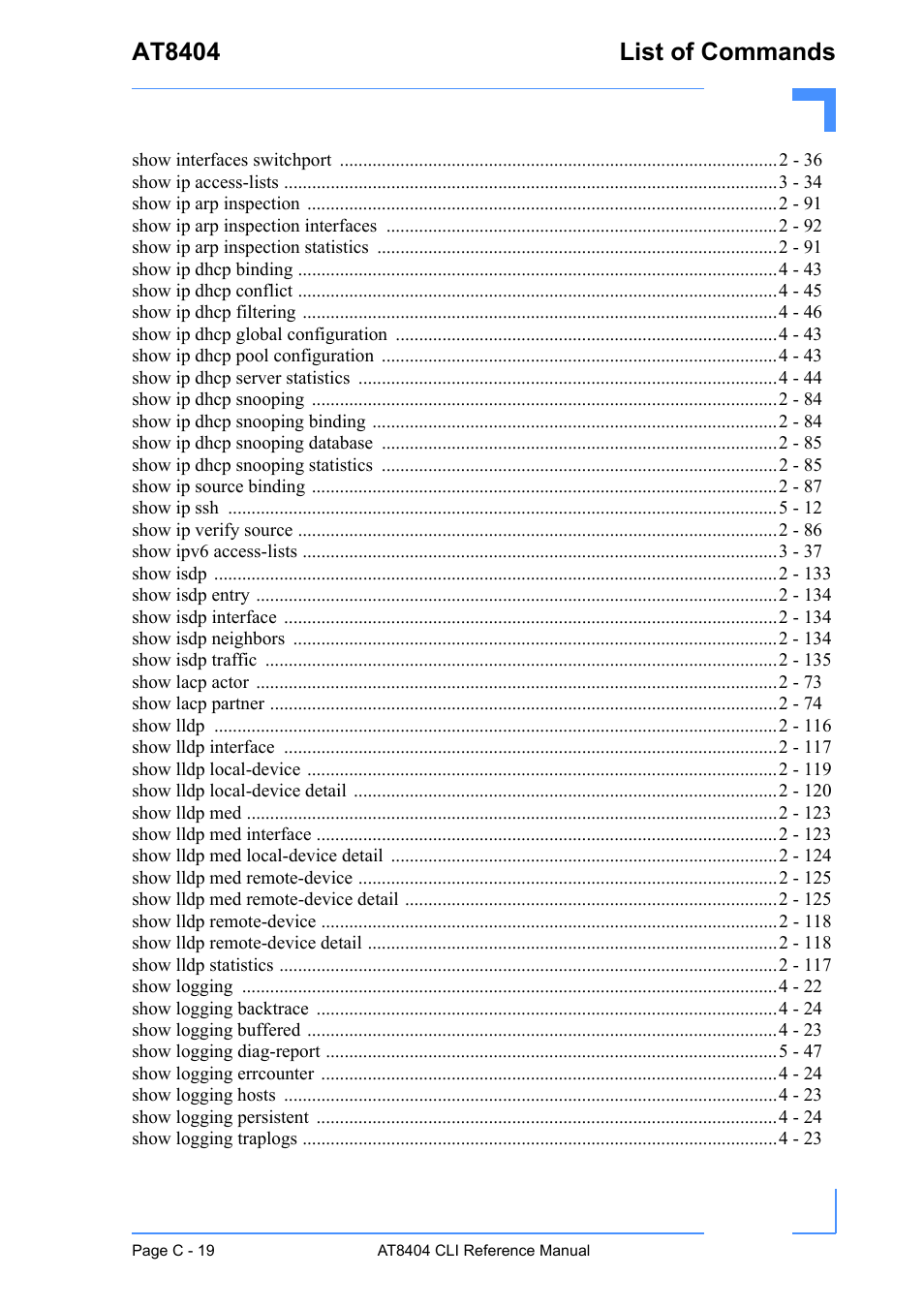 At8404 list of commands | Kontron AT8404 CLI User Manual | Page 368 / 373