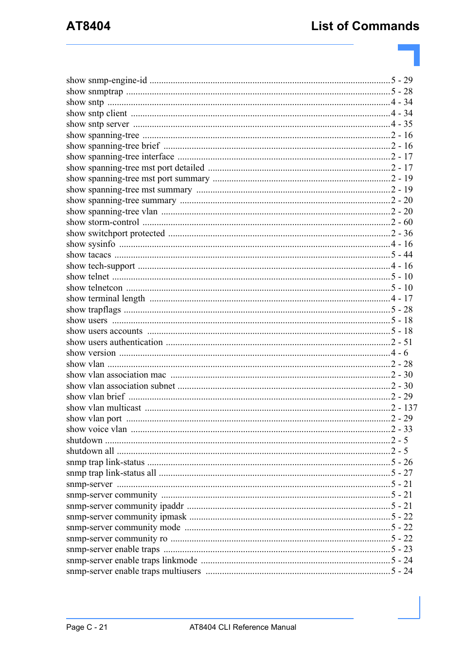 At8404 list of commands | Kontron AT8404 CLI User Manual | Page 370 / 373