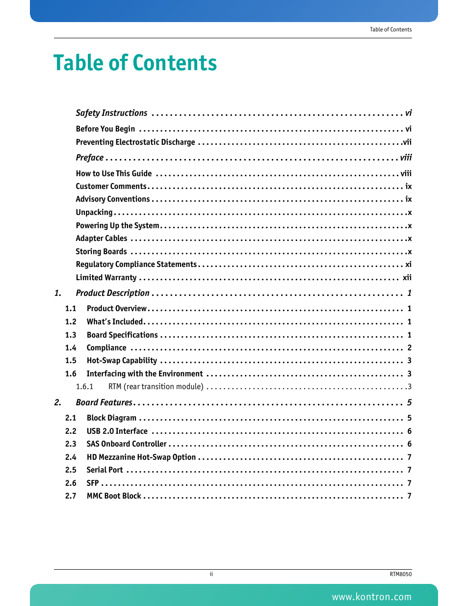 Kontron RTM8050 User Manual | Page 3 / 37