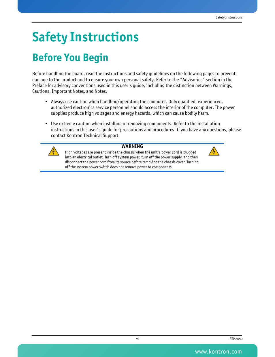Kontron RTM8050 User Manual | Page 7 / 37