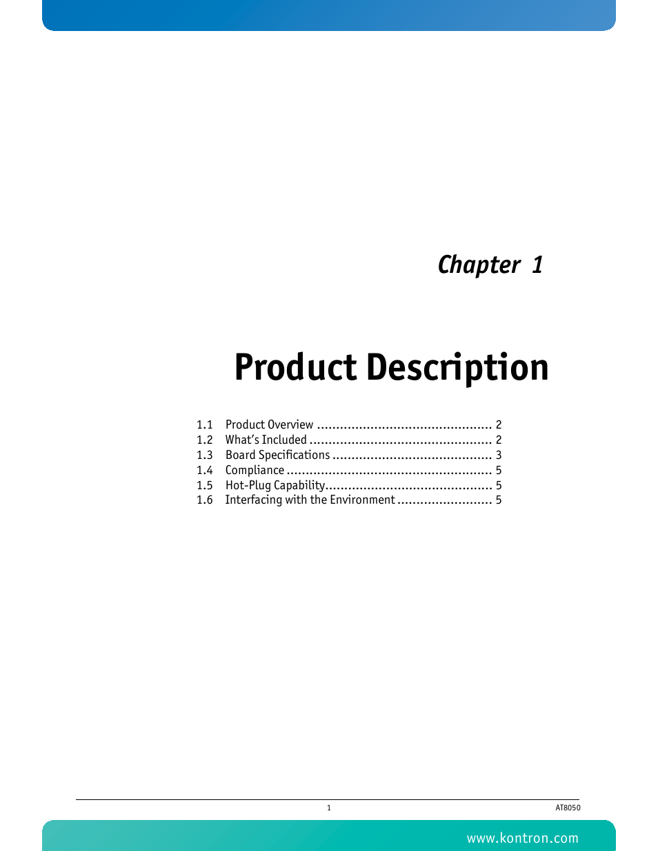 Product description, Chapter 1 | Kontron AT8050 User Manual | Page 17 / 165