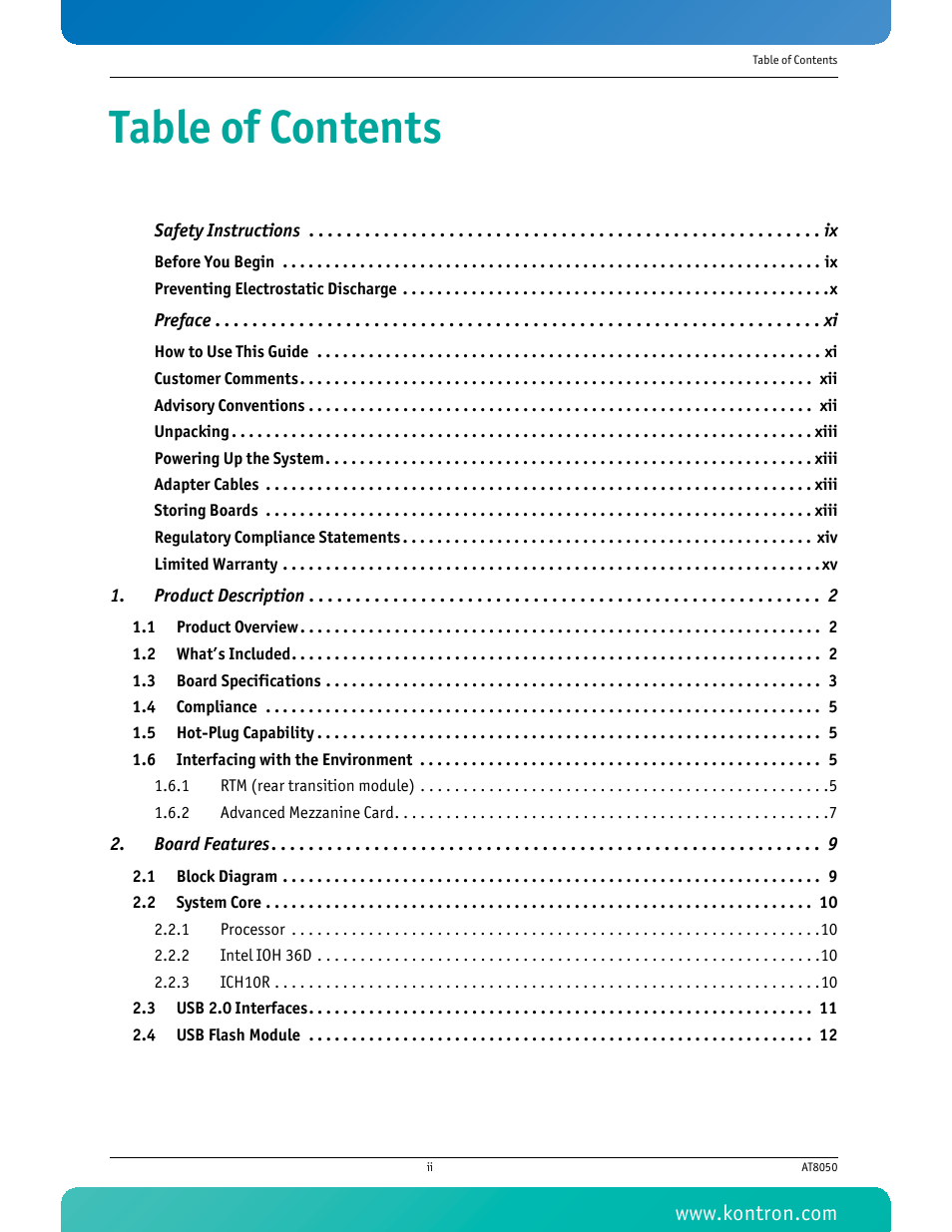 Kontron AT8050 User Manual | Page 3 / 165