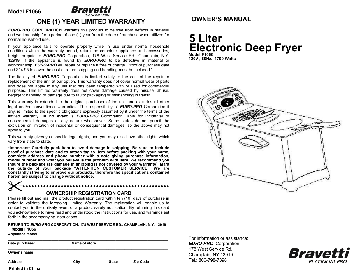 Bravetti F1066 User Manual | 6 pages