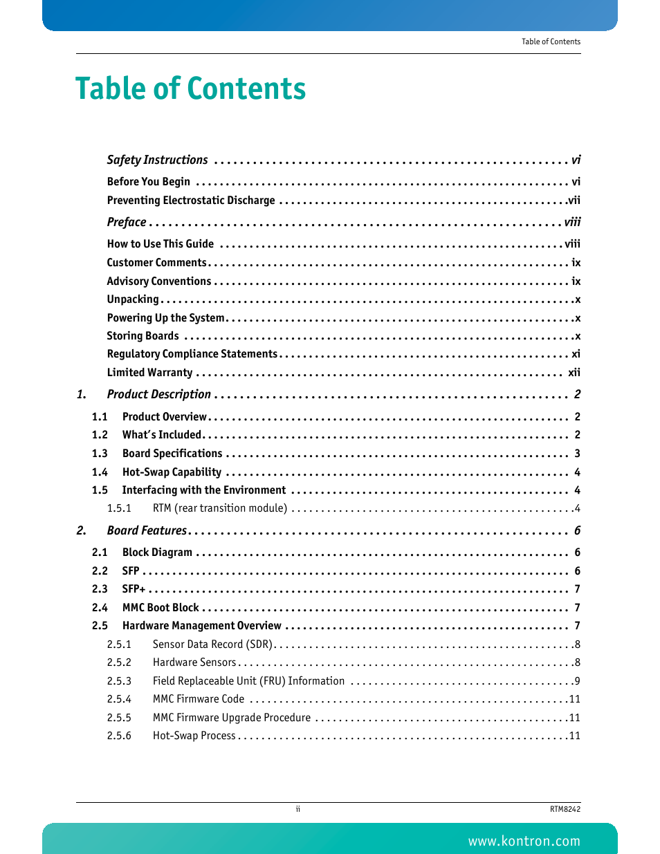 Kontron RTM8242 User Manual | Page 3 / 34