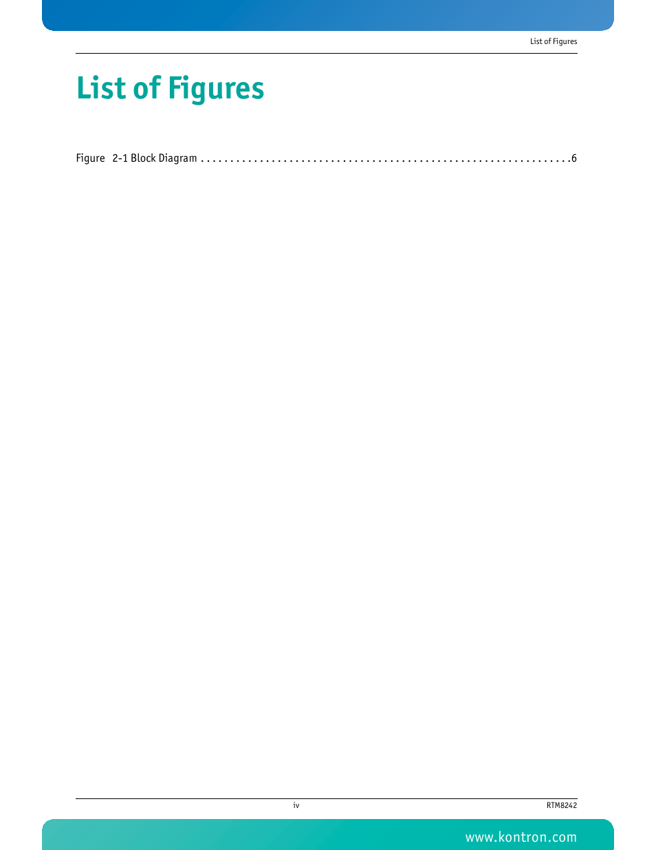 List of figures | Kontron RTM8242 User Manual | Page 5 / 34