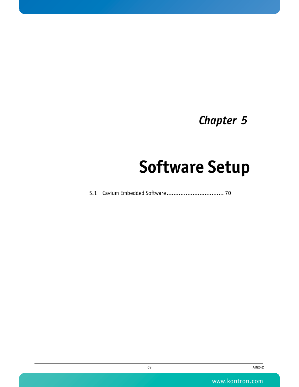 Software setup, Chapter 5 | Kontron AT8242 User Manual | Page 85 / 109