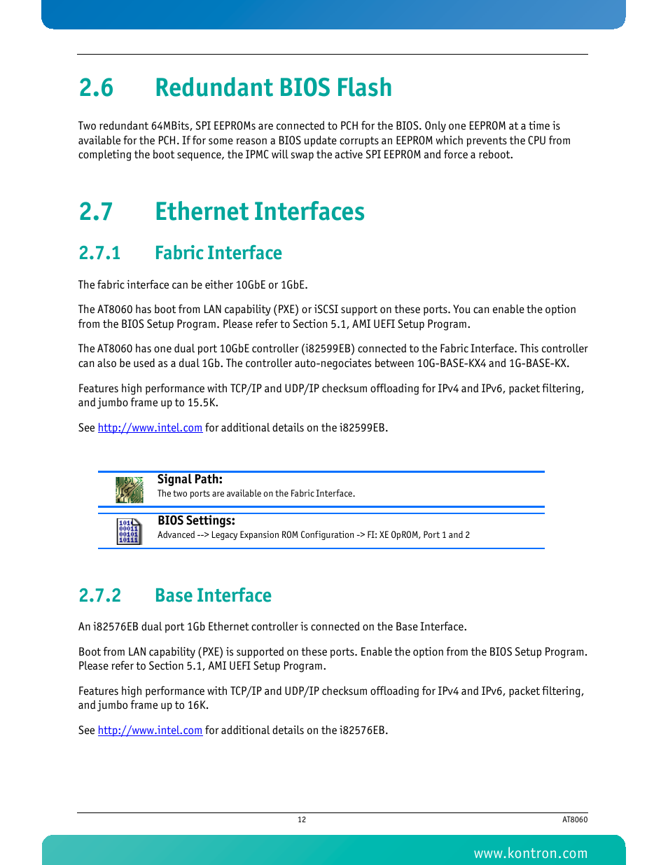 6 redundant bios flash, 7 ethernet interfaces, 1 fabric interface | 2 base interface, 6 redundant bios flash 2.7 ethernet interfaces, Fabric interface, Base interface | Kontron AT8060 User Manual | Page 27 / 160