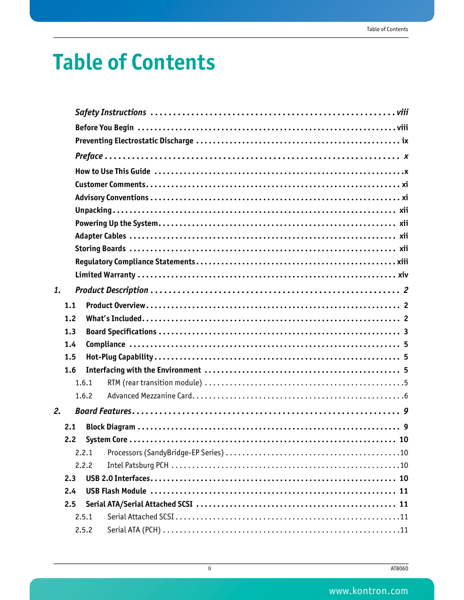 Kontron AT8060 User Manual | Page 3 / 160