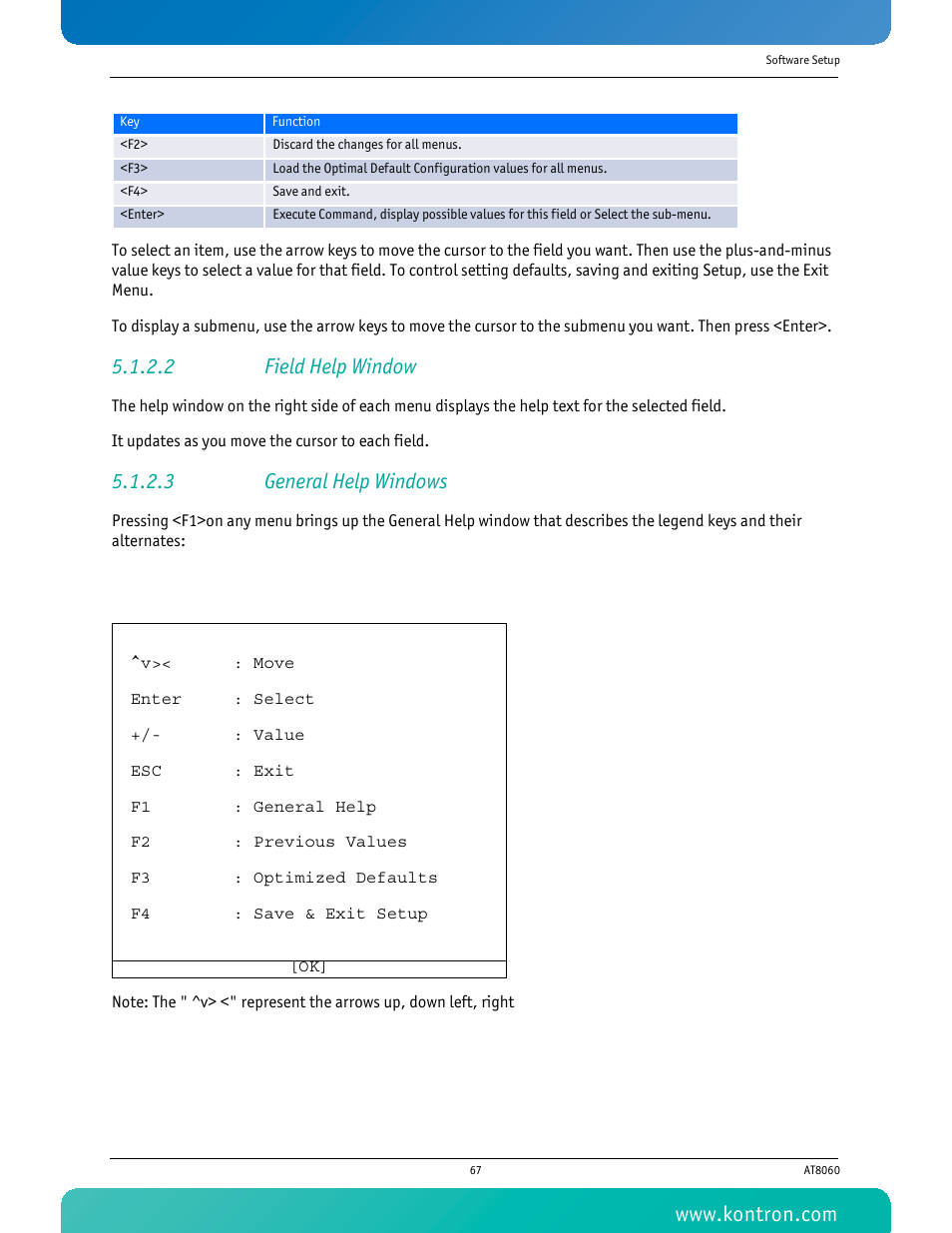 2 field help window, 3 general help windows | Kontron AT8060 User Manual | Page 82 / 160