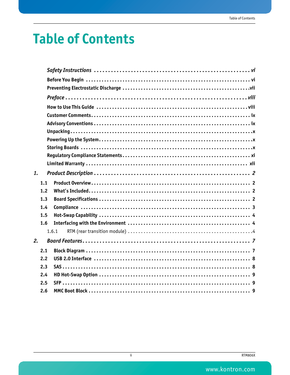 Kontron RTM806x User Manual | Page 3 / 40