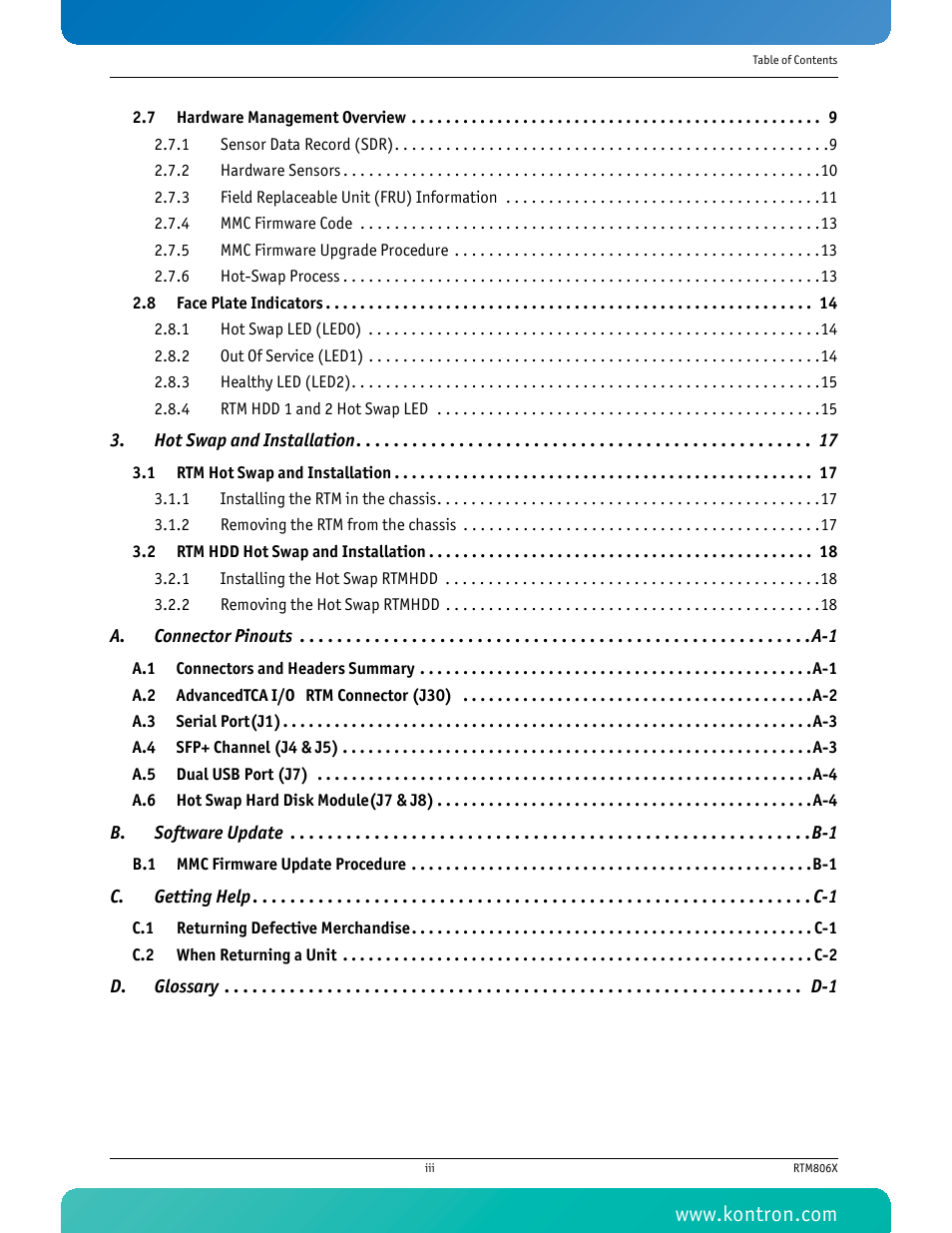 Hot swap and installation 17 | Kontron RTM806x User Manual | Page 4 / 40