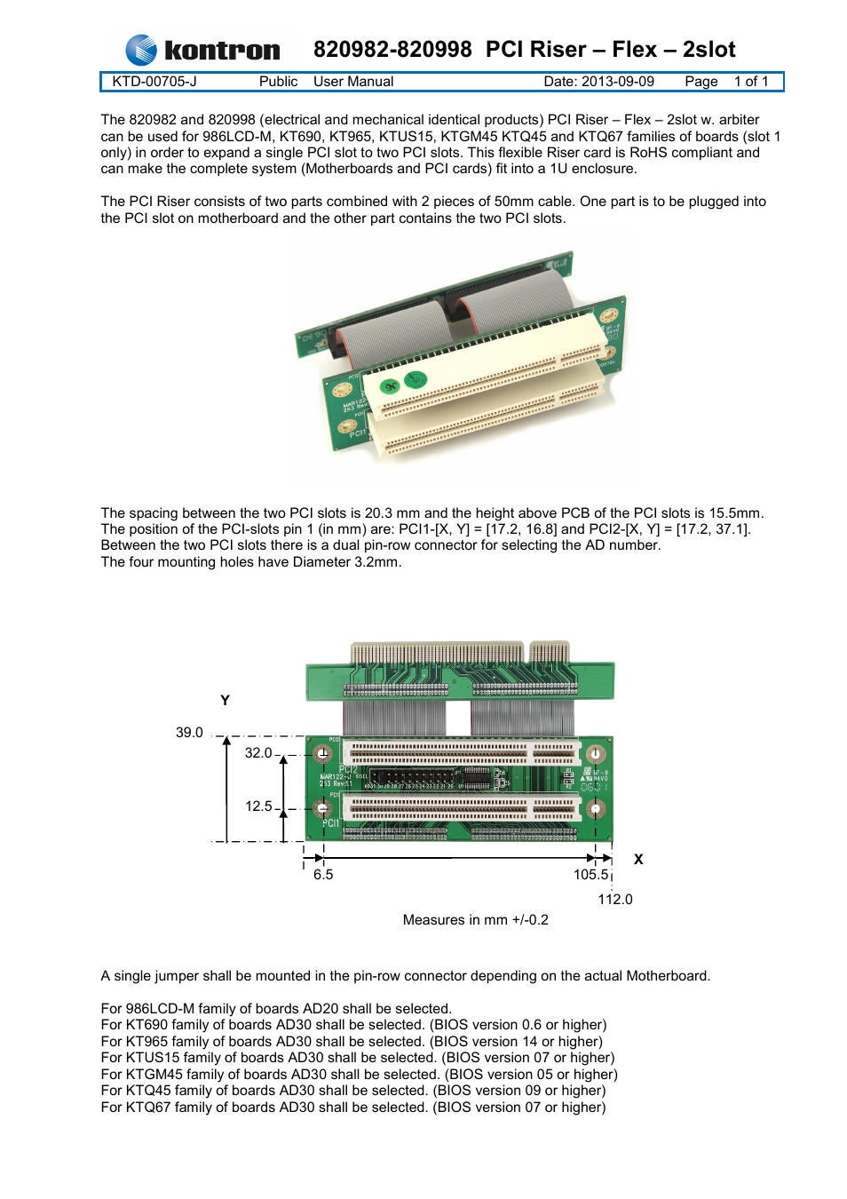 Kontron KTD-00705 820998 User Manual | 1 page