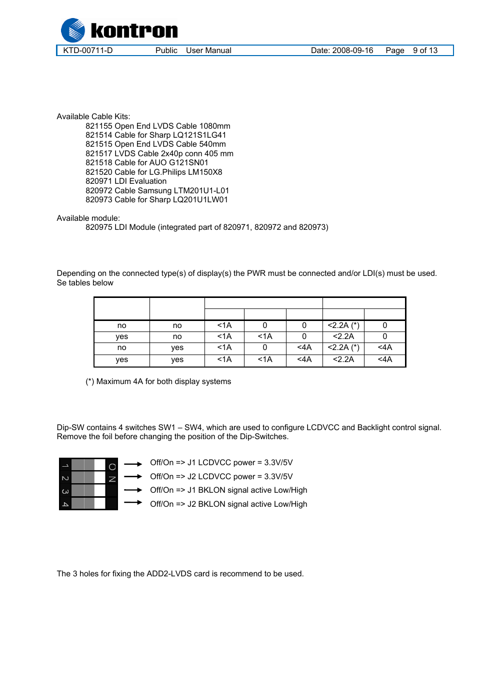 Add2-lvds, Installation guide | Kontron ADD2-LVDS-DUAL-Internal User Manual | Page 9 / 13