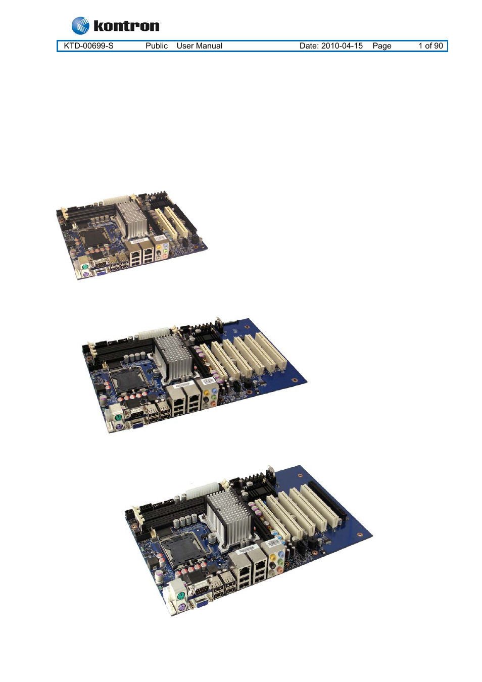Kontron KT965 Series User Manual | 90 pages