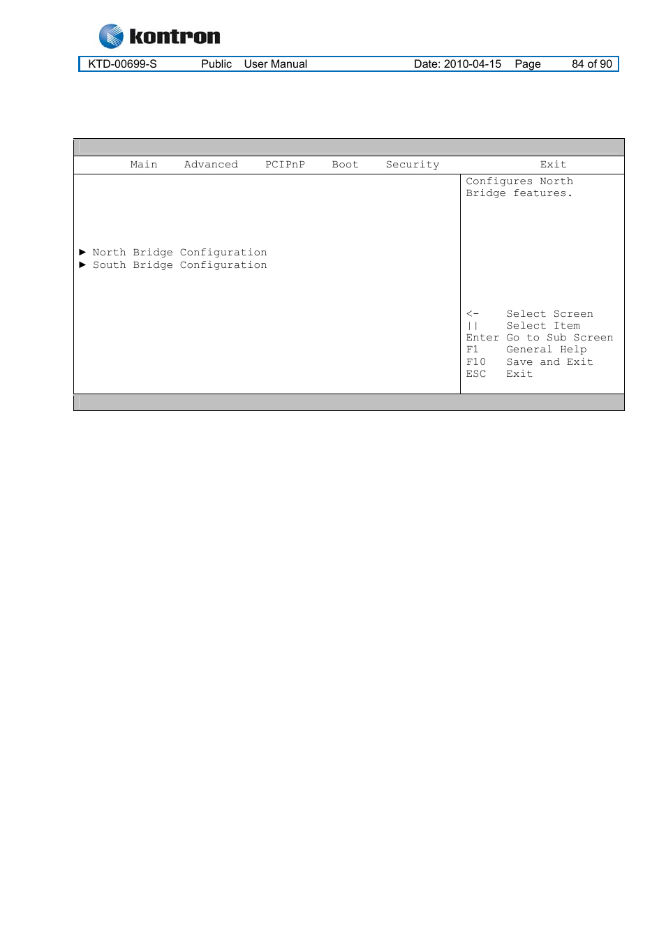 Kt965 family, Chipset menu | Kontron KT965 Series User Manual | Page 84 / 90