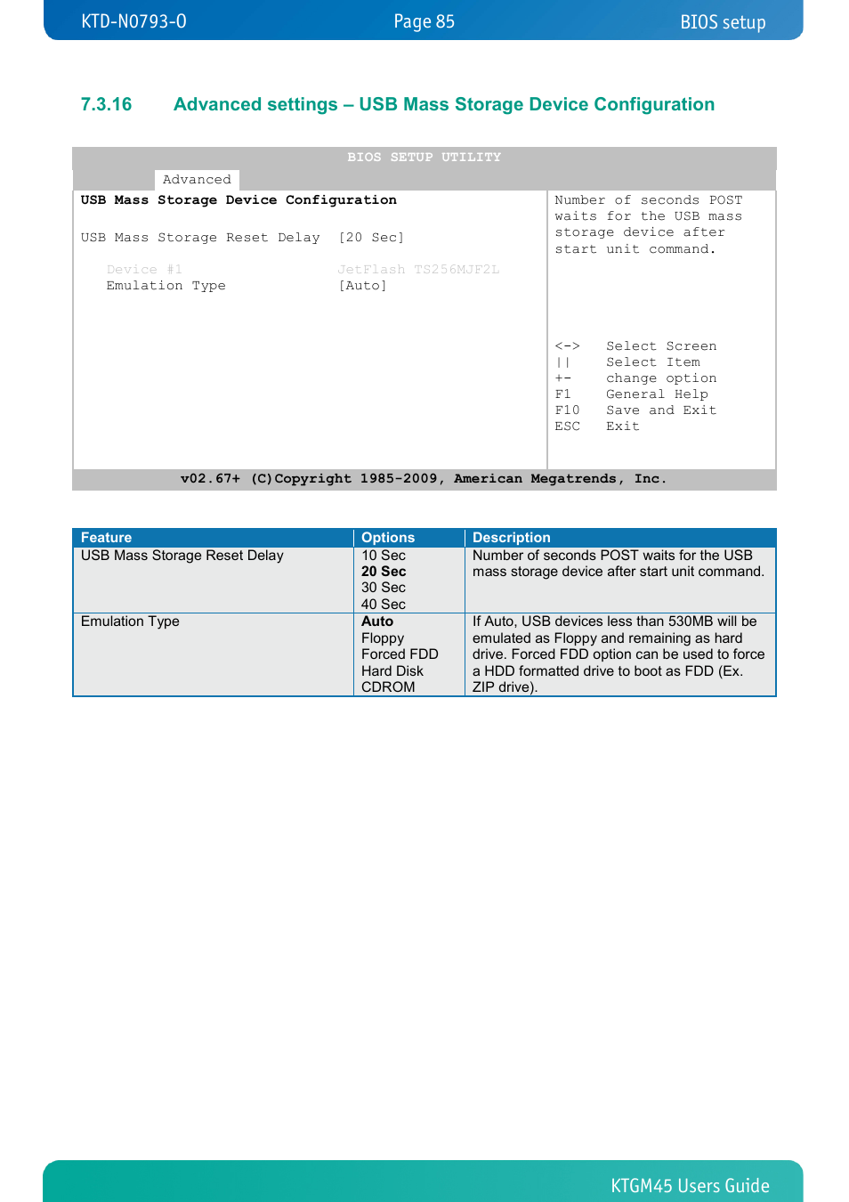 Bios setup | Kontron KTGM45-mITX User Manual | Page 85 / 101