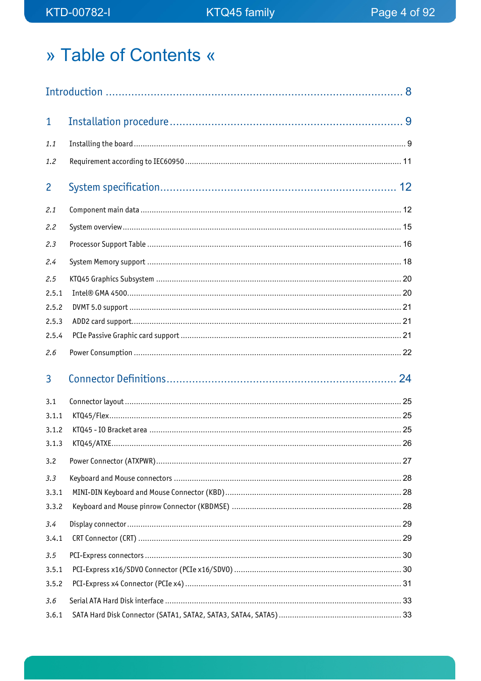 Kontron KTQ45-FLEX User Manual | Page 4 / 92